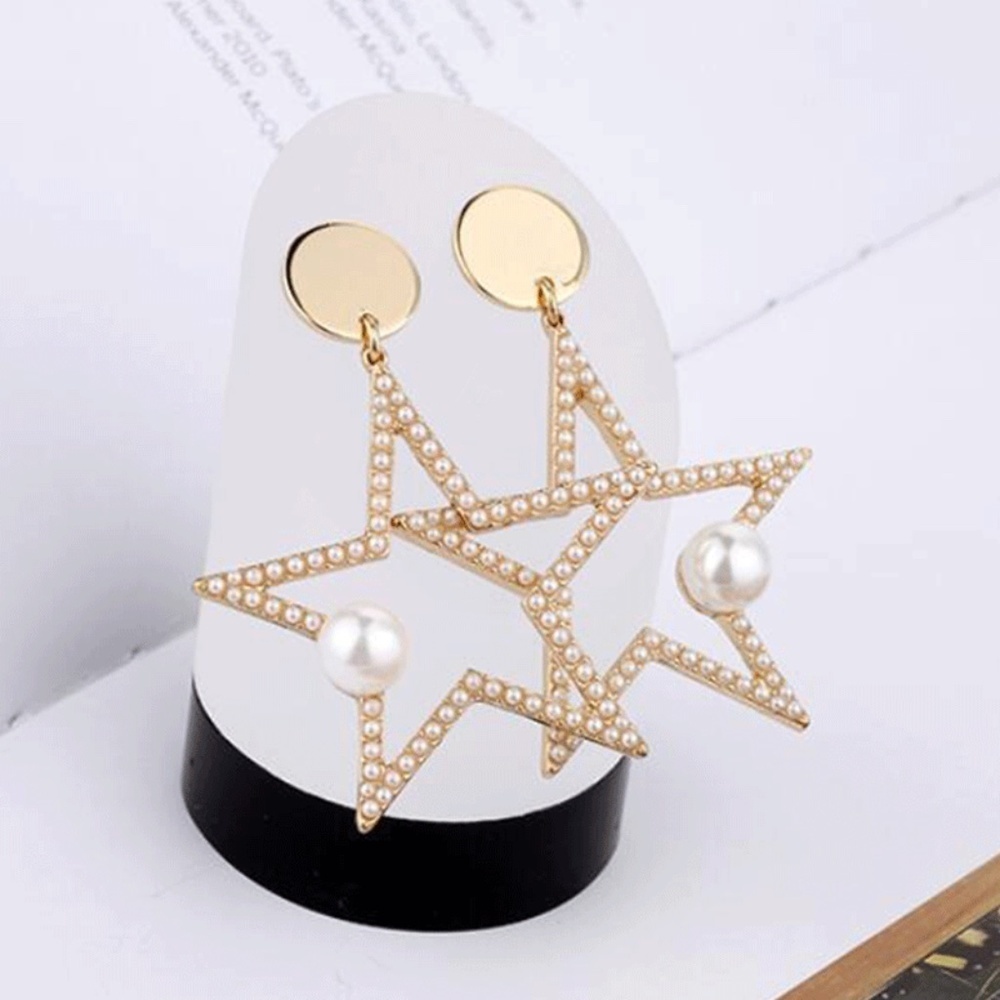 *BRIGITTA* Gold Star x Pearl Fashion Earrings